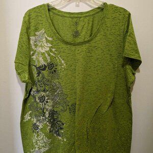 St. John's Bay Green Floral short sleeve top - 1x